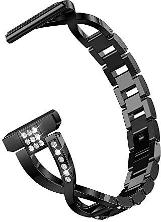 Armband Kompatibel mit Fossil Q Smartwatch Band 22 MM Kompatibel mit Fossil Gen 4 Gen 3 Explorist HR/Fossil Q Wander Founder Gen 2 Gen 1/Fossil Gen 5 Armbänder Metall Ersatzarmand Damen Band (Schwarz)