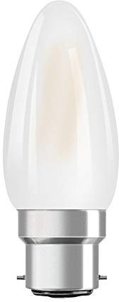 OSRAM Filament LED Lampe mit B22d Sockel, Warmweiss (2700K), Kerzenform, 2.5W, Ersatz für 25W-Glühbirne, matt, LED STAR Retrofit CLASSIC B, Warmweiß
