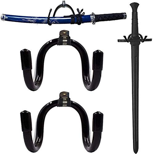 Universal Adjustable Stand Rack — Sword Wall Organizer Storage Hook Wall Collection Display Hanger Wall Mount Rack for Sword,Dagger,Axe,Keyblade, etc —2/PK— No Sword — Vertical or Horizontal Display