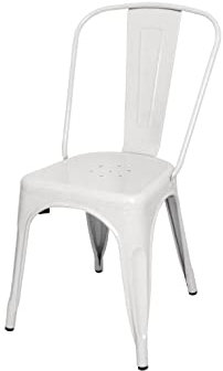 Bolero Bistro Steel Side Dining Chair White (4 pack) - Ideal for Restaurants, Catering, Events GL332