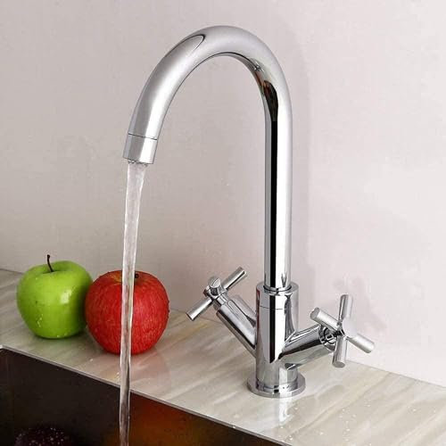 Modern Kitchen Sink Cross Head Single Mixer 360 Swivel C Shaped Spout Tap