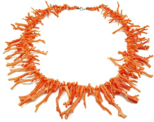 Coralli di Sardaigne Collier Corail Rose Frange 26 mm 46 mm 55 cm 70 g
