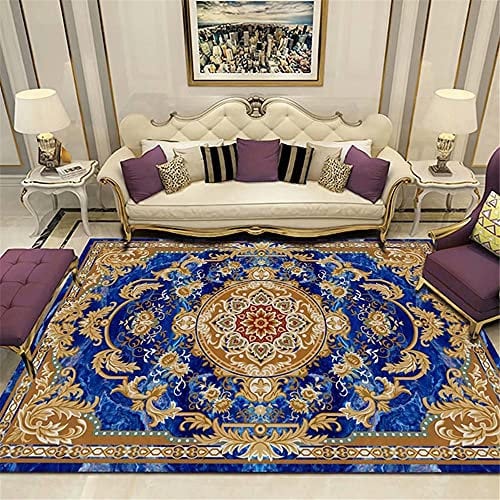 DJHWWD Gaming Teppich Teppich Jugendzimmer Mädchen Brauner Blauer Teppich rechteckiges Wohnzimmersofa bequemes Bodenkissen mobel fur Wohnzimmer 100X200CM