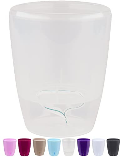 Santino Fioriera Orchidea D 12cm Vaso Autoinnaffiante Con Sistema Stoppino e Indicatore Del Livello Dell'acqua Per Interni (Ø 12cm - 1,3L - Trasparente)