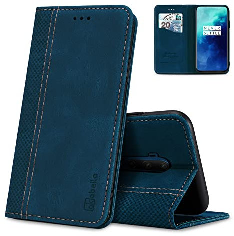 AKABEILA Hülle für OnePlus 7T Pro Handyhülle Leder Flip Case Ständer PU Brieftasche Schutzhülle Klapphülle Tasche Case mit [Kartenfach] [Standfunktion] [Magnetisch]
