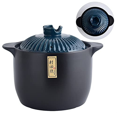 FORVOLWCO Cerámica Stew Pot con Tapa Cerámica Olla de Tierra Pot Sopa Redonda Pot Japanese Hot Pot Stockpot Cocina Cocina Pote Home Stovetop Bibimbap y Sopa (Size : 5.5L)