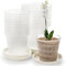 Peohud 20 Pack Clear Orchid Pots with Drainage Hole and Tray, 11/14cm Plastic Plant Nursery Pots with Saucers, Houseplant Pots for Repotting Orchids, Indoor Gardening Slotted Mesh Net Pot