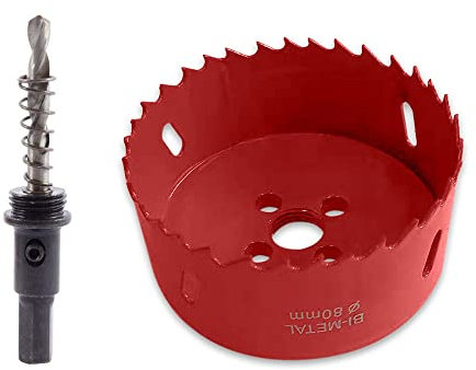 TUNEZ® Hole Saw M42 Bi-Metal Hole Cutter Set with Hexagon Arbor and Centring Metal Drill Bits Holesaw Kit for Wood Metal Plasterboard Iron Sheet Pipe Plastic (80 MM)