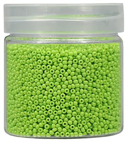 Bala&Fillic Cuentas redondas de 2 mm para enhebrar, 10.000 unidades/110 gramos en caja, 12/0 cuentas de cristal Chartreuse pequeñas cuentas para hacer joyas, pendientes, pulseras, collares