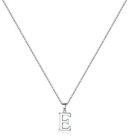TINGN Kette Silber 925 Damen, Silberkette Frauen Silber Kette mit Buchstaben E Anhänger Namenskette Halskette Damen Schmuck für Mädchen Geburtstagsgeschenke für Teenager Mädchen Frauen Freundin Mama