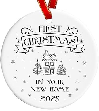 First Christmas in Your New Home Bauble | Ceramic New Home Ornament Bauble | Christmas Housewarming Decoration Gift | Black And White Design