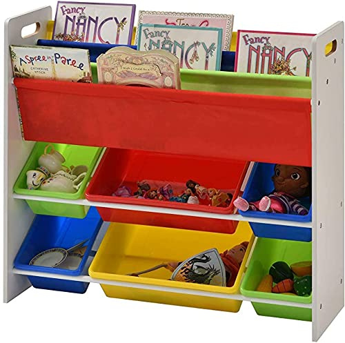 Walgreen® Toy and Book Storage Organiser Shelf Unit Plastic Containers Book Storage Basket Box for Games, Books, Children’s, Playroom, Children’s Room