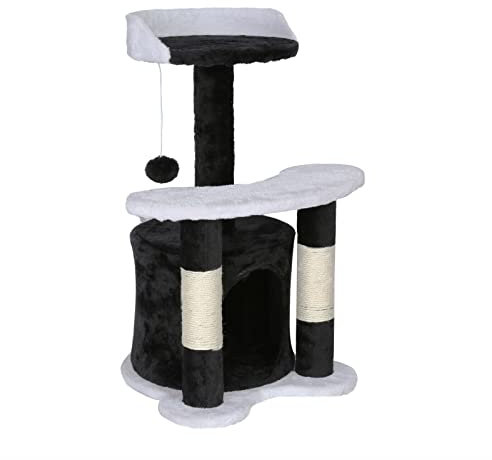 Arbre à Chat Hauteur 65 cm avec Corde en sisal griffoir Jeux Noir/Blanc 16_0000012