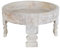 Casa Moro Orientalischer Beistelltisch Zaman Weiß Ø 55cm rund Chakki Tisch aus Massivholz geschnitzt Shabby Chic Mühlen-Dekor Vintage Mühlen-Tisch CAC30WS