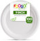 FOOGO Green 100 Platos Desechables de Fibra de Caña de Azúcar, 23 cm, Biodegradables, Compostables, Picnic, Fiesta, Platos Redondos y Resistentes de Papel