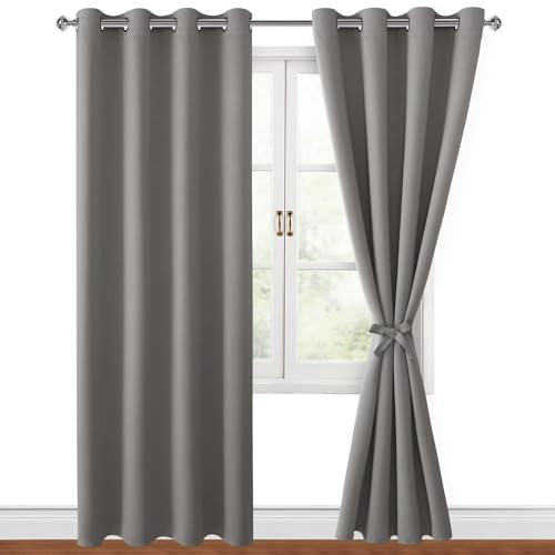 Hiasan Verdunklungsvorhänge Gardinen mit Ösen,Grau Blickdicht Vorhänge,2 Stück,140 x 245 cm (Breite x Höhe),weiche Schiebevorhänge für Schlafzimmer,Wohnzimmer usw.