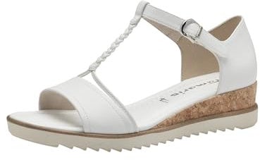 Tamaris Damen Plateau Sandalen Vegan Keilabsatz; WHITE/weiß; 38