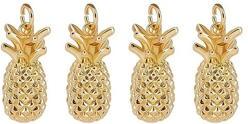CREATCABIN 10 Stück Ananas-Charms, 18 Karat Vergoldet, Hawaii-Anhänger für Schmuckherstellung, DIY Basteln, Ohrringe, Halsketten, Golden, 9x24mm