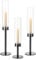 Kerzenständer Glas Kerzenhalter Stabkerzenhalter Schwarz: Candeldo 3er Set Windlicht Kerzenleuchter Modern Kerzenhalter für Stabkerzen Glaszylinder Deko Wohnzimmer Weihnachten Tischdeko