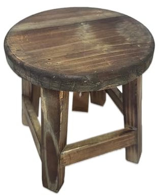 TentHome Pflanzenhocker Holz Weiß Rund Holzhocker Klein Garten Hocker Blumenhocker Shabby Fußhocker Tritthocker Kinderhocker Holz