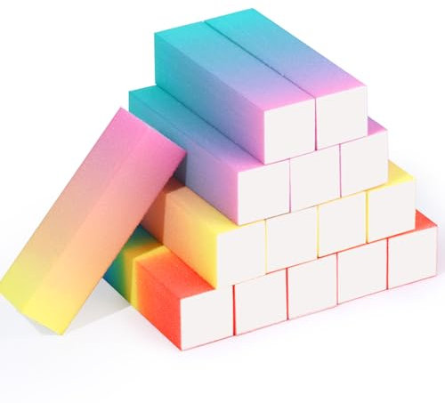 Saviland Multicolor Nail Buffer Blocks: 4-Sided High Elastic Sponge Nail File Buffer Set 100/180 Grit for Natural Nails
