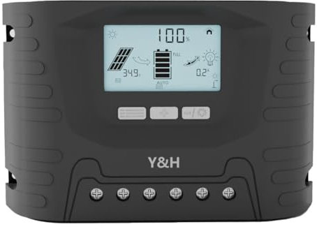 Y&H 60A PWM 12V 24V 36V 48V AUTO Regolatore di Carica Pannello Solare Caricabatteria Solare Fotovoltaico LCD MPPT Regolatore Solare Doppio USB, LCD, per batteria al piombo/ litio