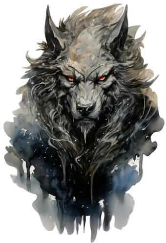 Samunshi® Wandaufkleber Fenrir Bunt Wolf Wandsticker Walhalla nordische Mythen für Kinderzimmer Aufkleber Küche Wallart Runen Odin34x50cm