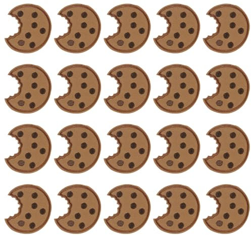 20 Stück Keks-Aufnäher Zum Aufbügeln, Keks-Stickerei-Stoffflicken, Krümelmonster-Aufnäher, Niedliche Cartoon-Aufkleber, Kleidungsdekorationsflicken Zum Dekorieren Oder Reparieren Von Kleidung