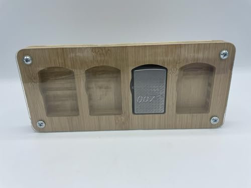 Holz Vitrine für 4 Zippo Sammlerstücke - Setzkasten Rahmen Sammlerrahmen