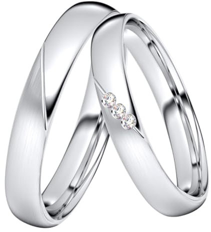 DOOSTI Trauring/Ehering/Partnerring - SWEET Silber 925/- Silber Ring - hochwertiger Silberring - Damen und Herren Variante (Ring ohne Stein, 62)