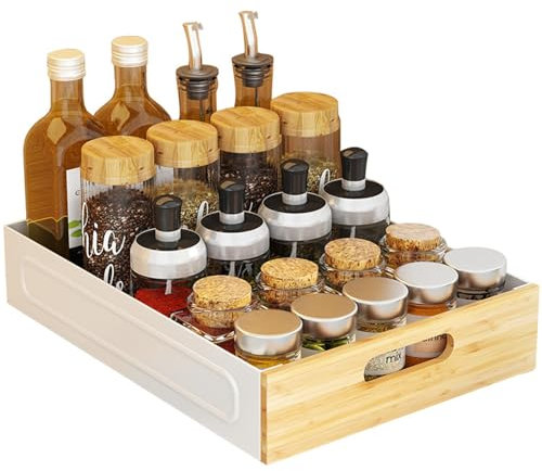 Viusneun Teleskopschublade, Ausziehbarer Schrank Organizer für Küchenschränke - Schubladen Aufbewahrungsregale - Ohne Bohren Multifunktional Schublade, 1 Stück (Weiß,41 * 35 * 8cm)