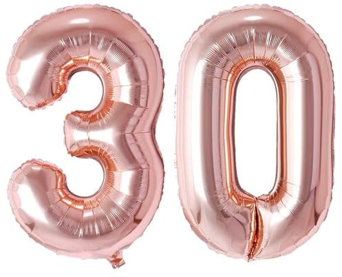 Vthoviwa 32'' Ballon Chiffre Anniversaire 30 Or Rose, Ballon Numero 30 Deco Birthday, Balloon 30 Numéro Party Deco 86cm