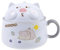 lachineuse - Bol à Ramen Asiatique - Porcelaine - Motif Cochon Gris - 1020 ML - Avec Couvercle & Couverts - Bol Petit-Déjeuner, Soupe, Riz, Nouilles Instantanées - Idée Cadeau Asiatique Japon Chine