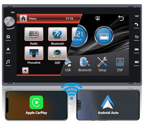 Autoradio DSP ad alta potenza, per VW Polo MK3/MK4 Passat Golf IV T5 MULTIVAN Transport T4/T5,carplay wireless e Android auto,Comandi al volante,radio AM/FM/RDS,Bluetooth,EQ,USB,schermo IPS 1080P