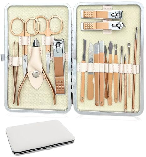 Gentpovth Kit de manucure coupe-ongles 18 en 1, Trousse Manucure Femme et Hommes, outils professionnels de soins des ongles en Acier Inoxydable, outils de pédicure pour ongles, avec Exquis La Boîte