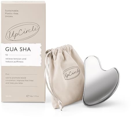 UpCircle Gua Sha Gesichtswerkzeug - Lindert Verspannungen, unterstützt die Lymphdrainage + fördert die Durchblutung für ein gesundes Leuchten - Edelstahlwerkzeug
