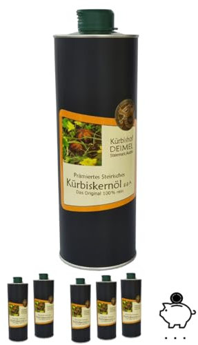 Kürbishof DEIMEL Steiermark/Austria - Boîte de 1 L - Huile de pépins de courge originale de Styrie, IGP (Autriche) - Directement du producteur
