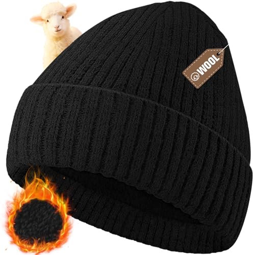 Migliore Wear Wollmütze Herren, Winter Warme Beanie Mütze mit Fleecefutter, Unisex Wintermütze, Weich & Dick Strickmütze für Damen & Herren & Kinder