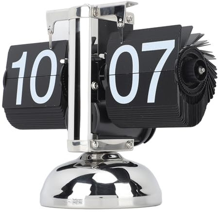 Greensen Retro Flip Desk Clock 304 Edelstahl 24-Stunden-Zeitanzeige Flip-Schreibtischuhr Digital Flip-Down-Uhr Batteriebetriebene Mechanische Auto Flip Tischuhren (Alles schwarz)