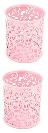 SHINEOFI Lot De 2 Pots À Crayons En Métal À Motifs De Roses Élégants Et Pratiques Pour Bureau
