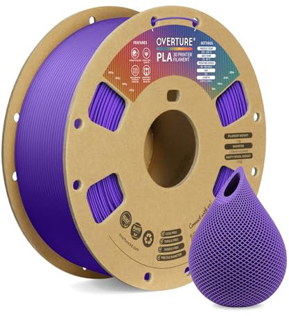 OVERTURE PLA Filament 1,75 mm Aufgerüstet, 1kg Filament (2,2 lbs), Maßgenauigkeit +/- 0.02mm, für 3D-Drucker (Lila)