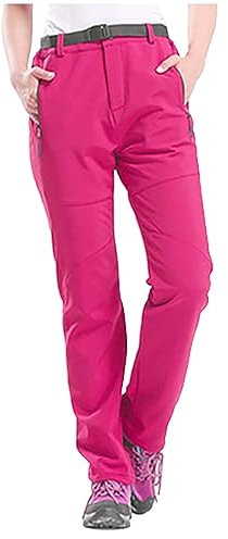 Wasserdichte Wanderhose für Damen, mit Reißverschluss – wasserdichte Damenhose, warme Fleece-gefütterte Hose mit Taschen, Ski- und Schneehose, wasserdichte Wanderhose, Outdoor-Hose, hohe Taille,