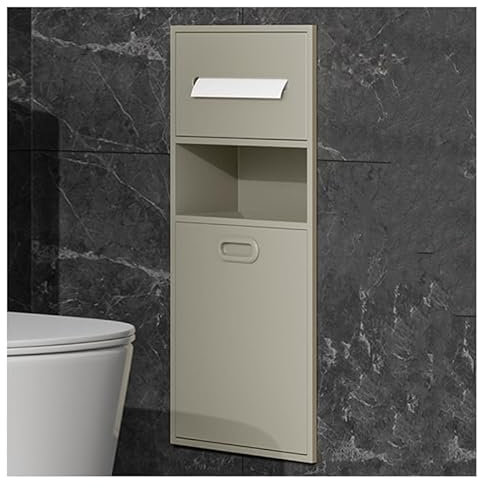 Niche de douche murale en acier inoxydable avec poubelle, étagère de rangement de salle de bain pour maison, hôtel, cuisine, étagères murales encastrées pour installation sans carrelage (marron, 30 x