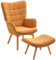 HOMCOM Sessel mit Hocker, Ohrensessel mit Hoher Rückenlehne, Holzbeine, Loungesessel mit getuftetem Design, Cord-Optik, für Wohnzimmer, Braun