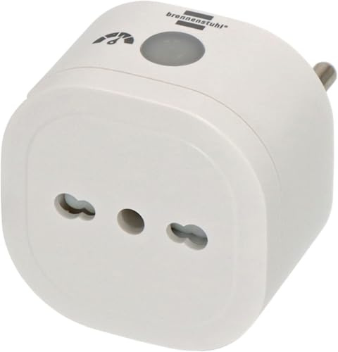 Brennenstuhl Presa Smart Italiana con Monitoraggio Consumo - Presa WiFi Intelligente Compatibile Alexa,Google Home e Matter - Smart Plug Temporizzata con Controllo Vocale e Remoto - Bianca