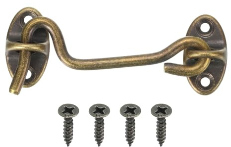 QUARKZMAN 3 Crochet Et Oeil De Serrure Verrou De Porte De Grange En Laiton | Crochet De Cabine Pour Porte De Clôture Fenêtre Coulissante Grange, Bronze