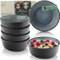 Sänger Malmö | Steingut Müslischalen Bowl Schüssel 6 teilig, Schüssel Set 6 Personen, Schale spülmaschinen- mikrowellen- kratzfest, Schüsseln grün mit schwarzem Rand 600 ml | VALUE COLLECTION