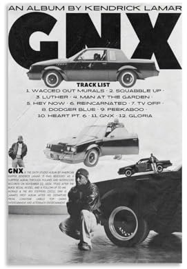 Naposee Kendrick Poster Lamar Rapper Vintage Retro Gnx Cover Musikposter für Zimmer Ästhetik Leinwand Wandkunst Schlafzimmerdekoration 12x18 Zoll (30x45cm)