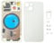 Smartex® Glass Rear Housing + Frame compatibile with iPhone 13 Mini Back Cover Housing with frame and side key (White)