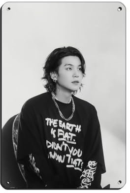 SHGJE K-POP BTS Suga Blechschild, Vintage, Metall, Pub, Club, Café, Bar, Zuhause, Wandkunst, Dekoration, Poster, Retro, 20 x 30 cm